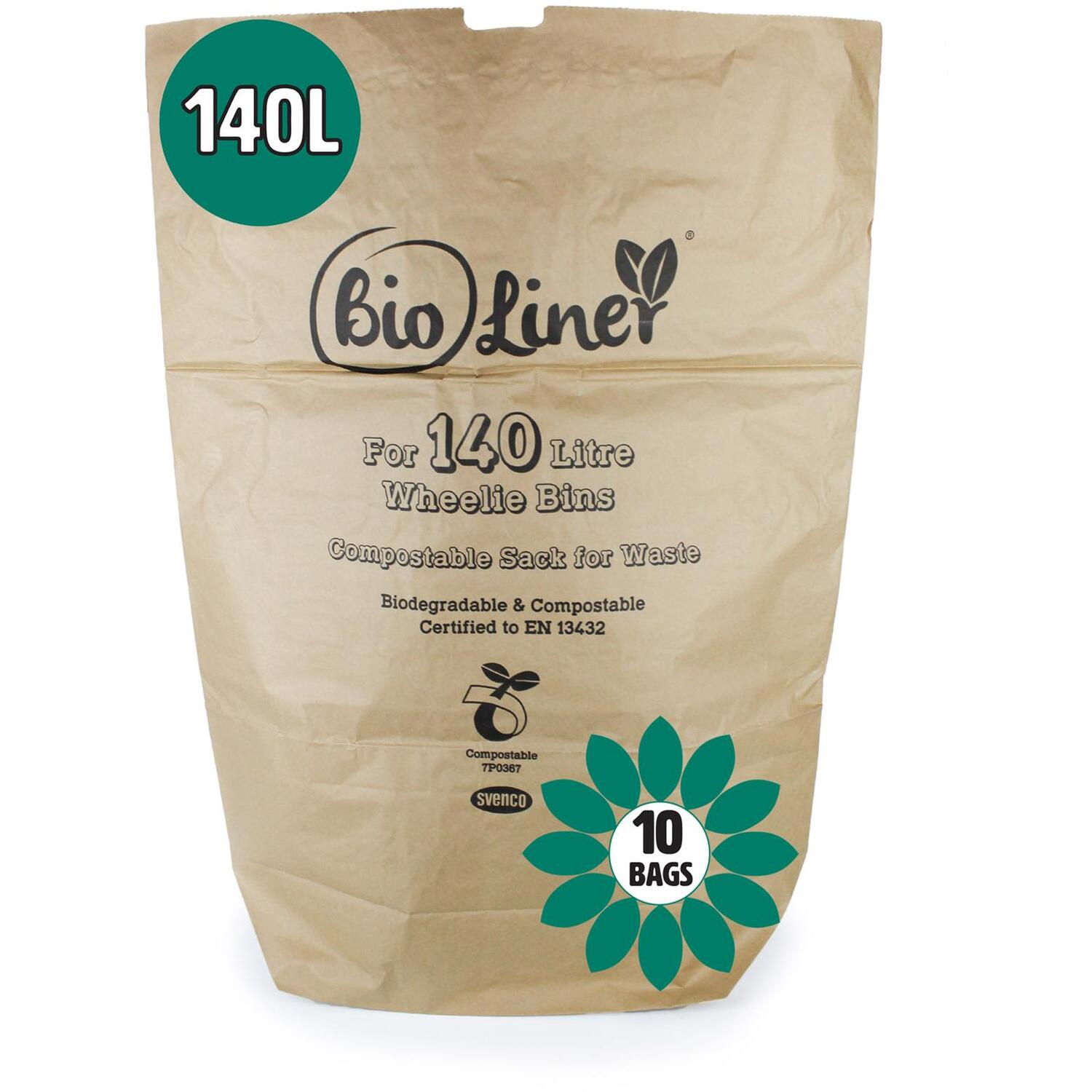 140 Litre x 10 Paper Compostable Wheelie Bin Liners - Biodegradable Sacks/Liners - EcoSack 120L / 140L Bags with Composting Guide - Image 3