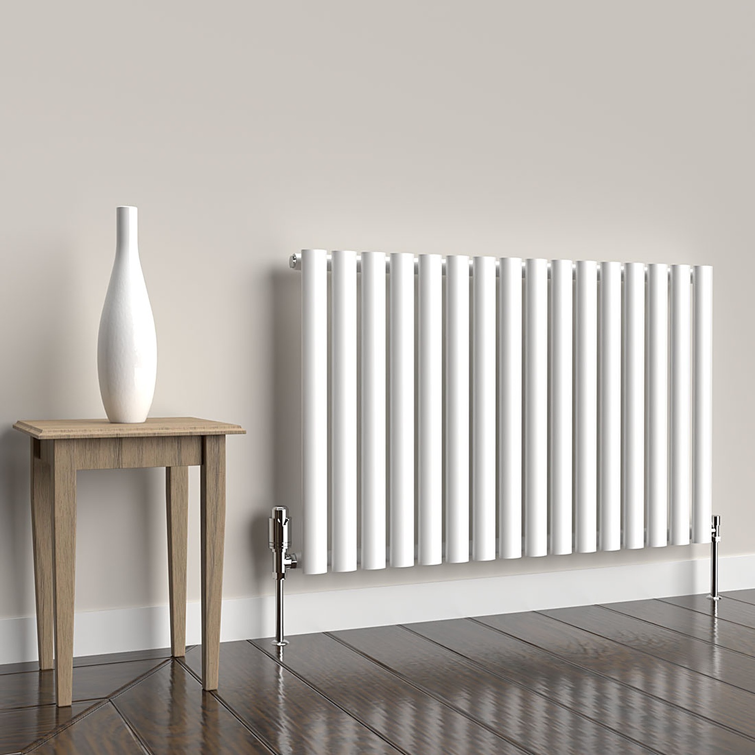 B&Q -  White Oval Horizontal Single Panel Designer Radiator 600mm (H) X 960mm (W) - Image 2