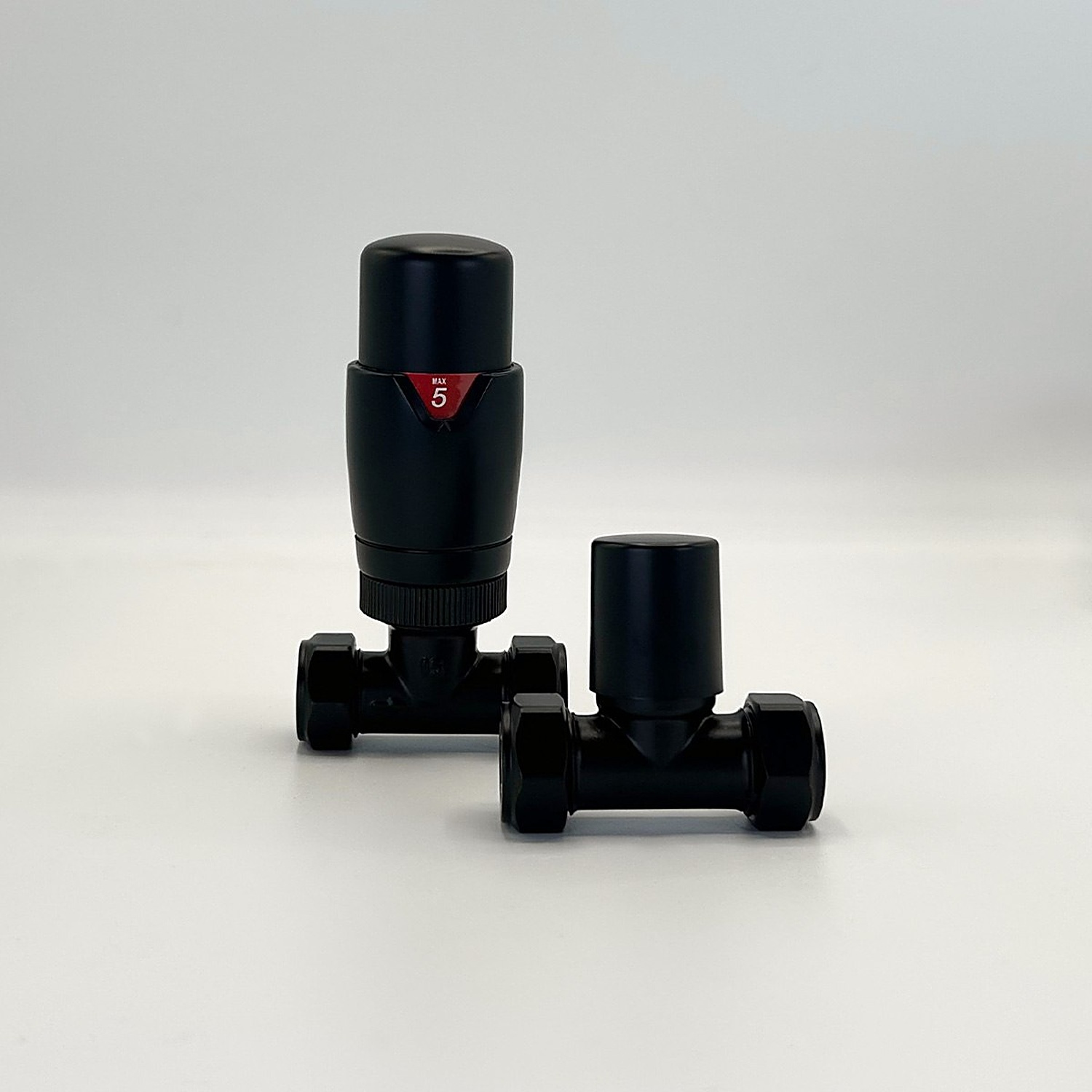 Lux Heat Straight Black Thermostatic Valve Set - Black