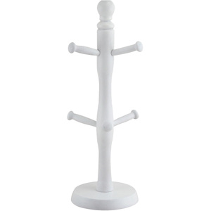 Apollo Wooden Mug Tree White Beech Wood Cup Holder 6 Hook Freestanding Kitchen Organiser