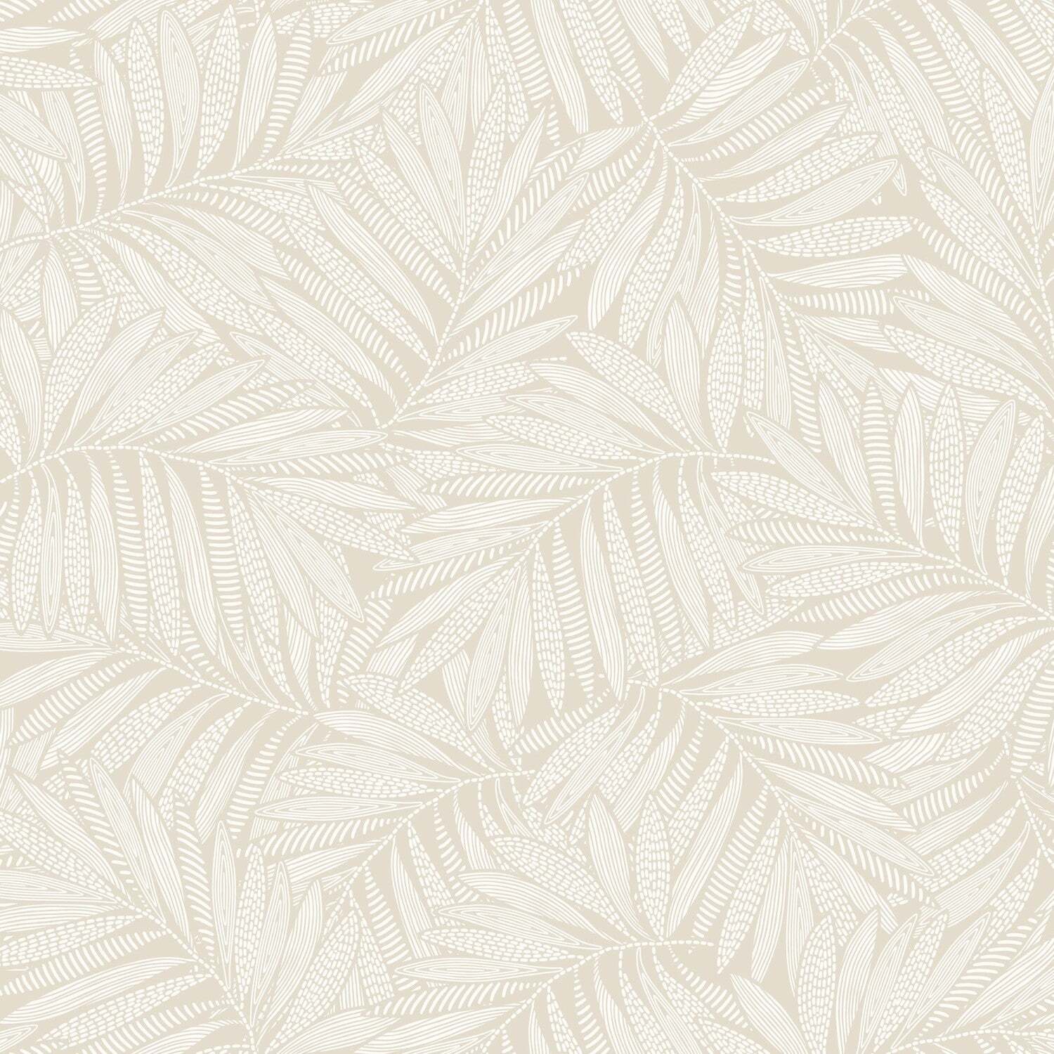 I Love Wallpaper Sample Of Fern Leaf Wallpaper In Almond Latte - White