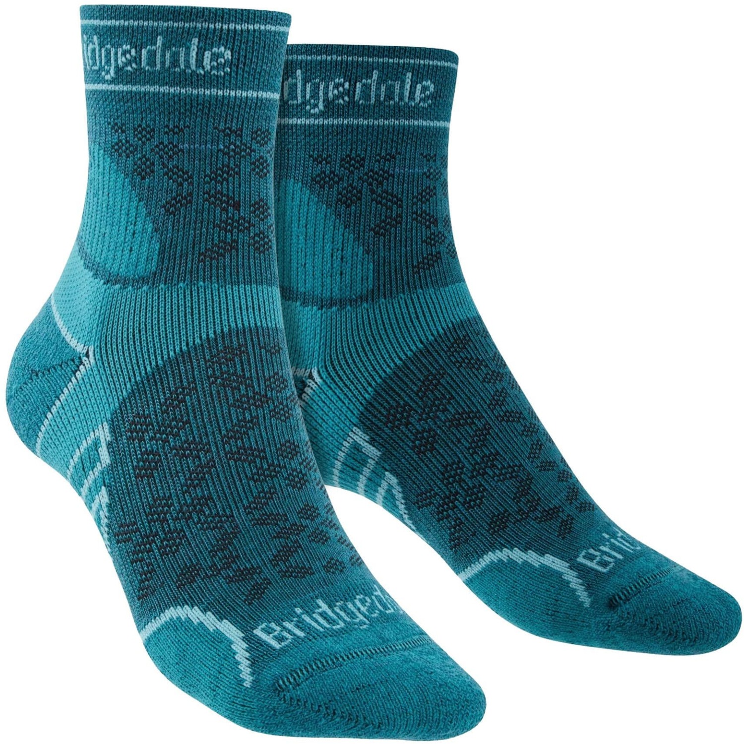 Bridgedale Women's Turquoise Running Lightweight T2 Merino Wool Sport 3/4 Crew Socks In | Size: 3-4.5 - Image 2
