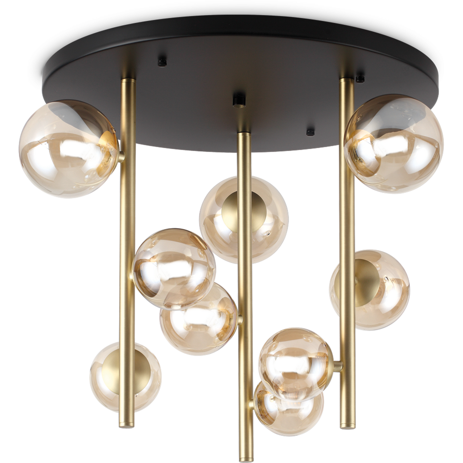 Netlighting Unisex Amber Perlage Light Globe Ceiling Light Brass Glass Shade Size 9 - Image 2