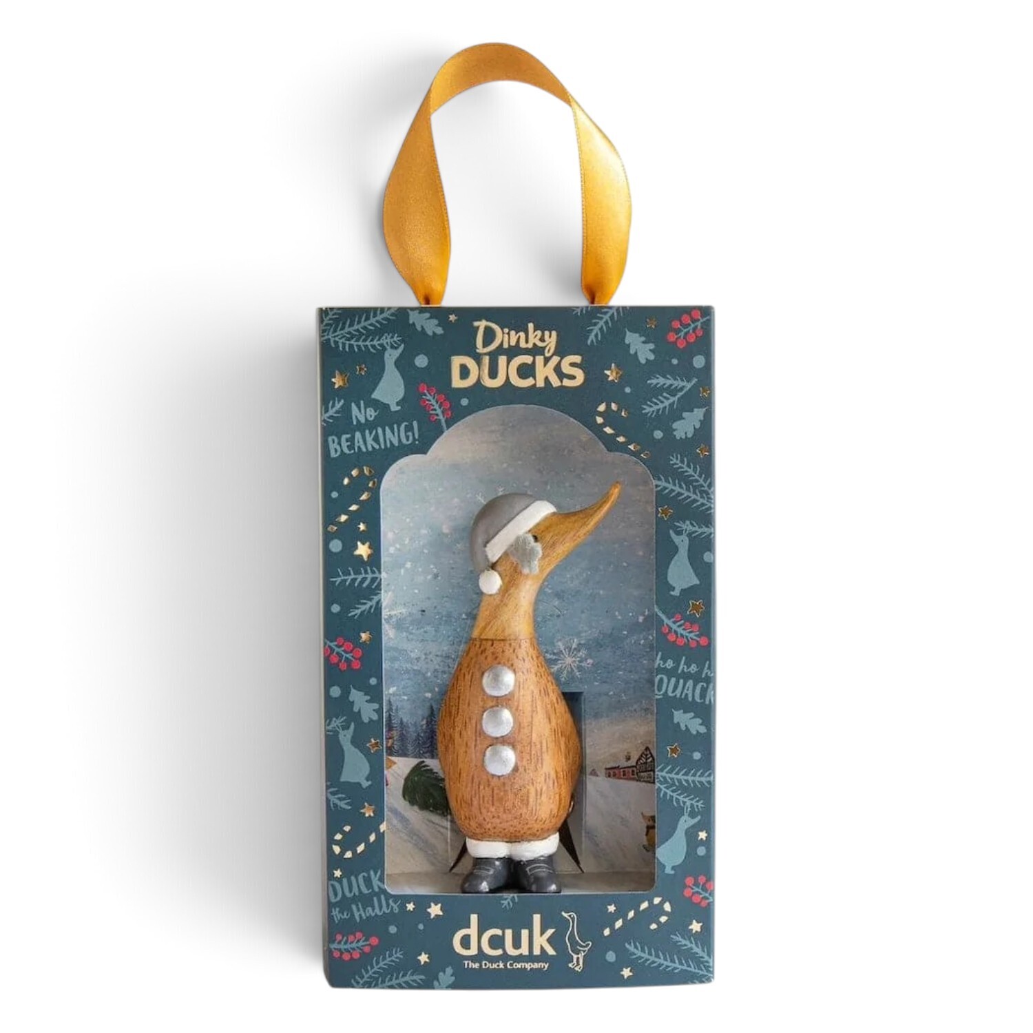 Dcuk Alpine Dinky Wooden Christmas Ducks In Gift Boxes - Choice Of Design - Grey
