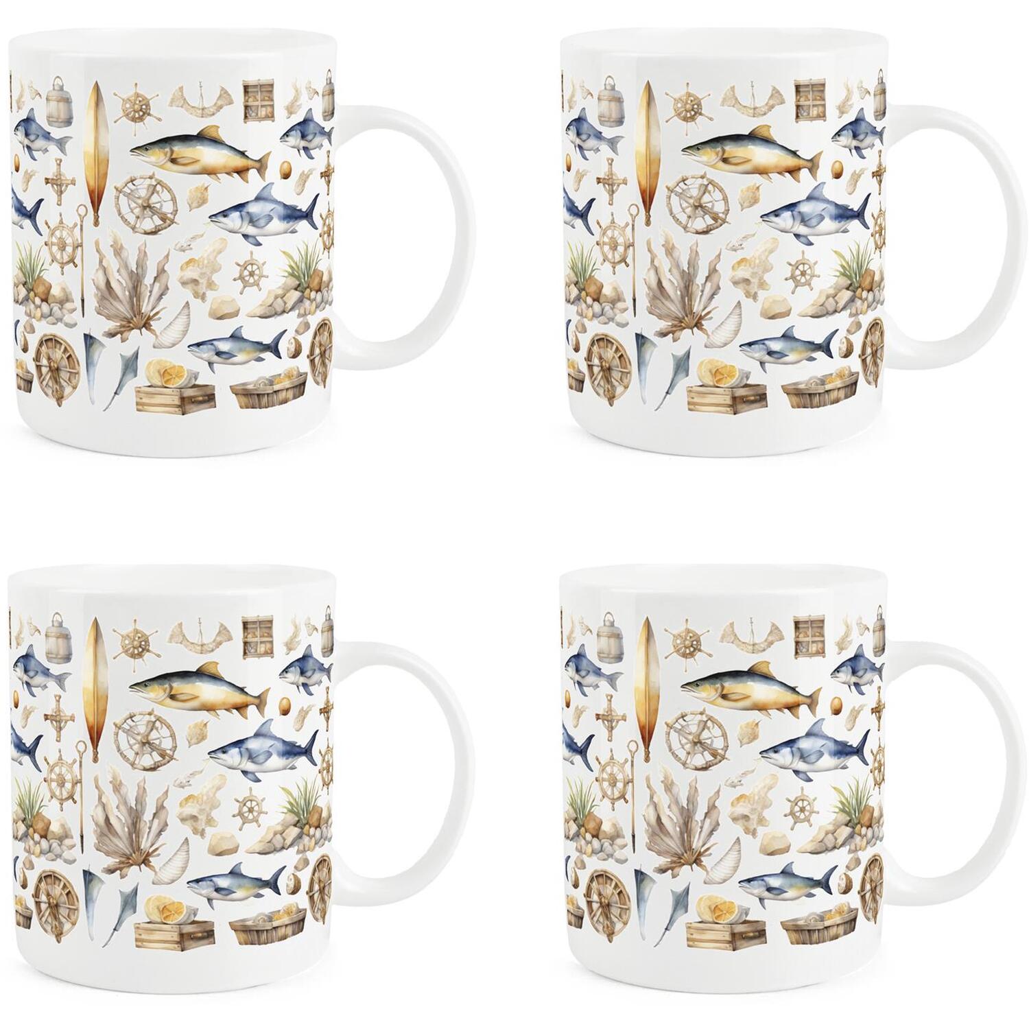 B&Q - Seaside Bone China MugsSet Of 4 - Image 2