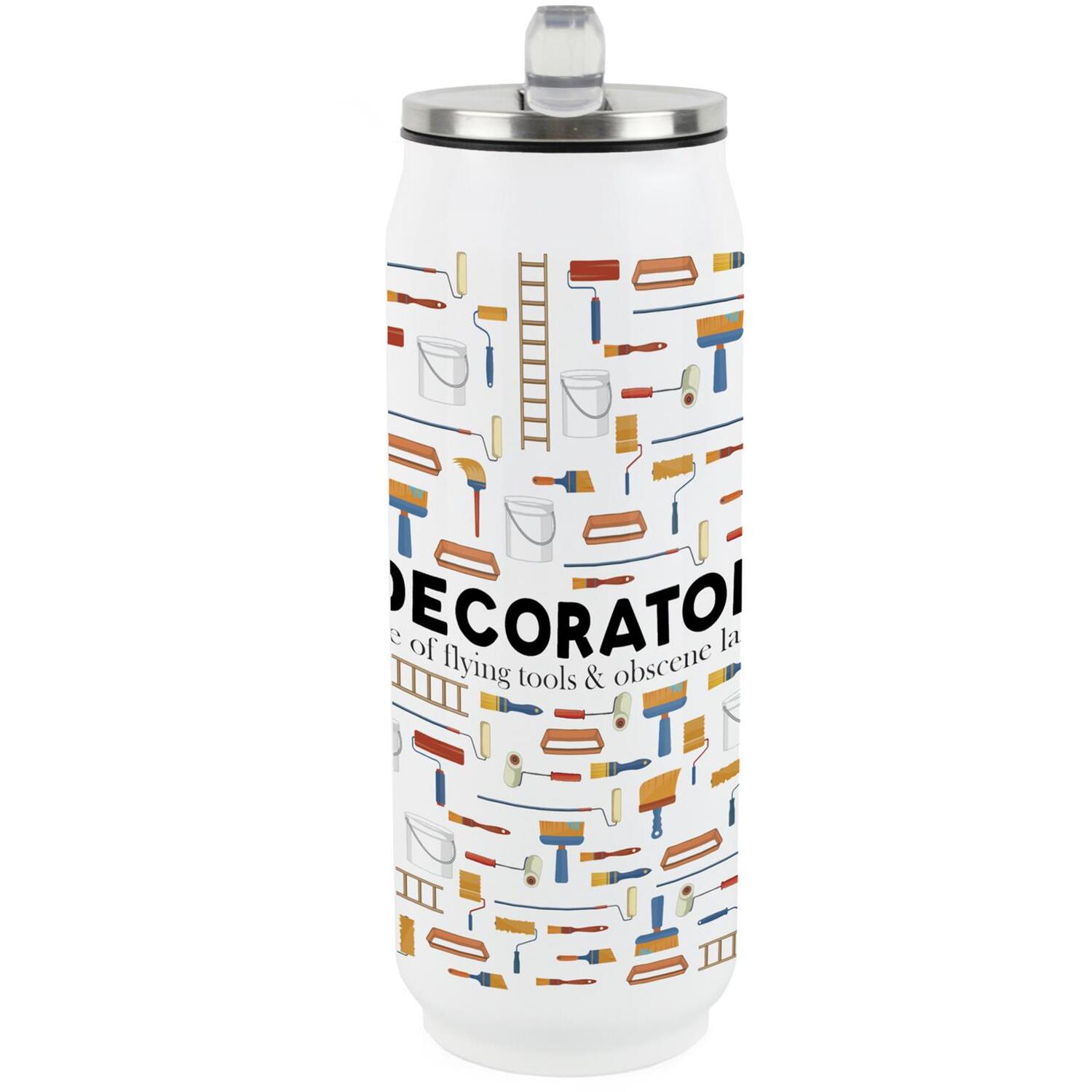 Decorator Flask with Straw - Novelty Painter Gifts Cold Drinks Can - Image 2