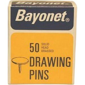 Bayonet Brass Plated Solid Head Drawing Pins (Pack of 50)