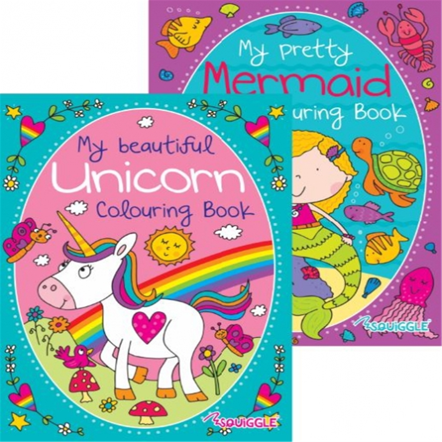 Martello Single Unicorn Or Mermaid Design 36 Sheets Colouring Book - Red