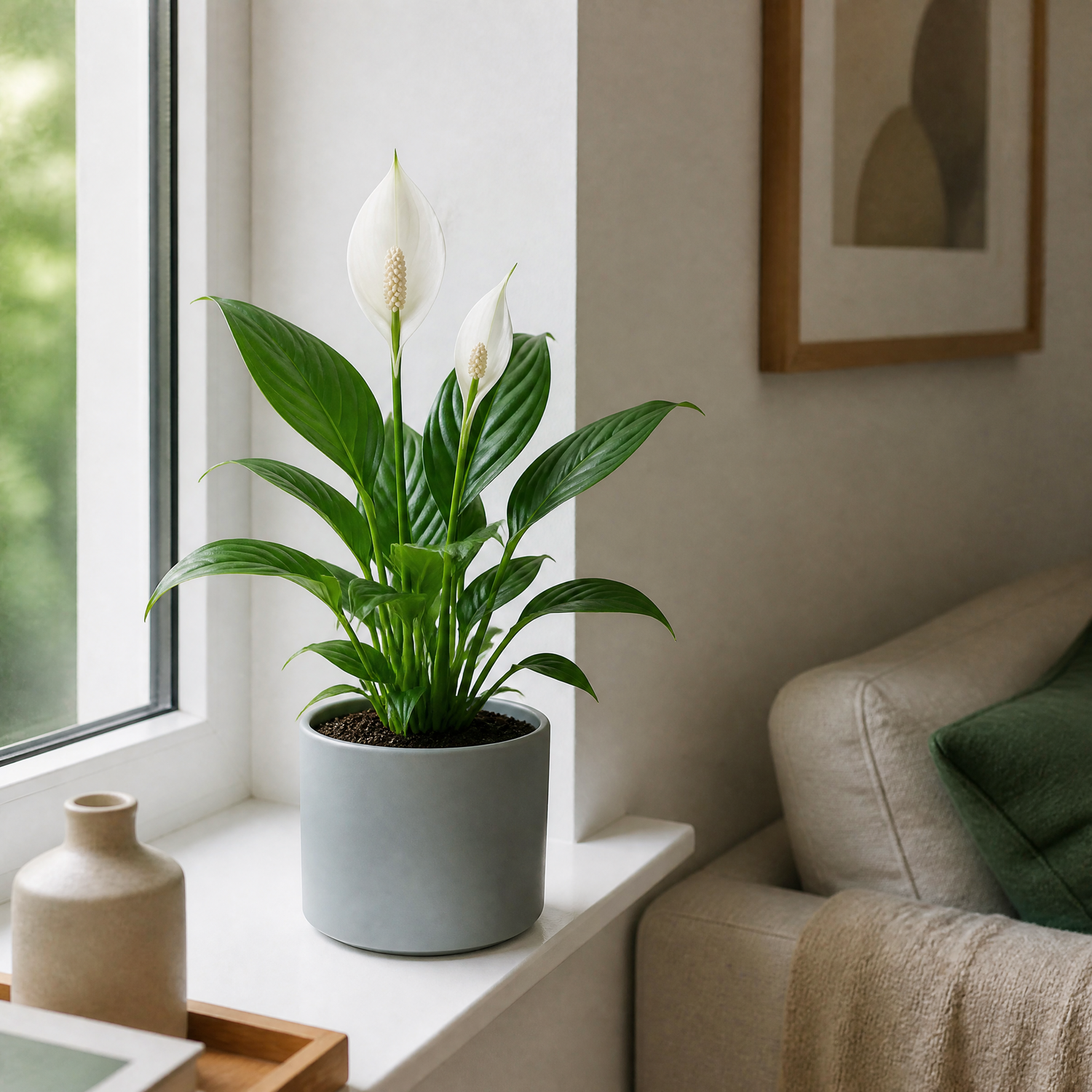 Plants By Post Spathiphyllum Peace Lily D - Matt Grey
