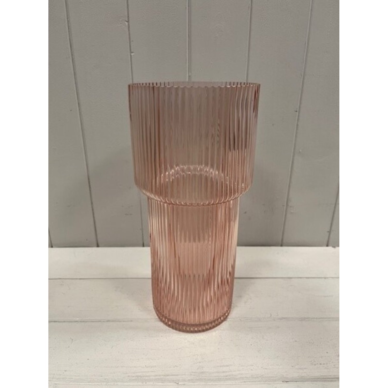 Kdmd Stylish Rose Tall Glass Ribbed Vase - Rose