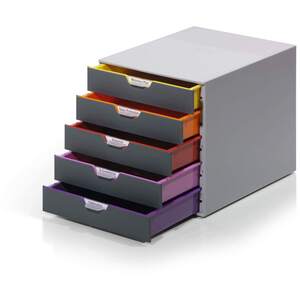 Varicolor Desktop Organiser 5 Drawer Colour Coded Storage - A4+