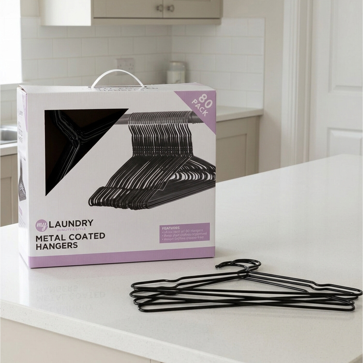 My Laundry Metal Coated Hangers - Black - Pack of 80 - Image 2