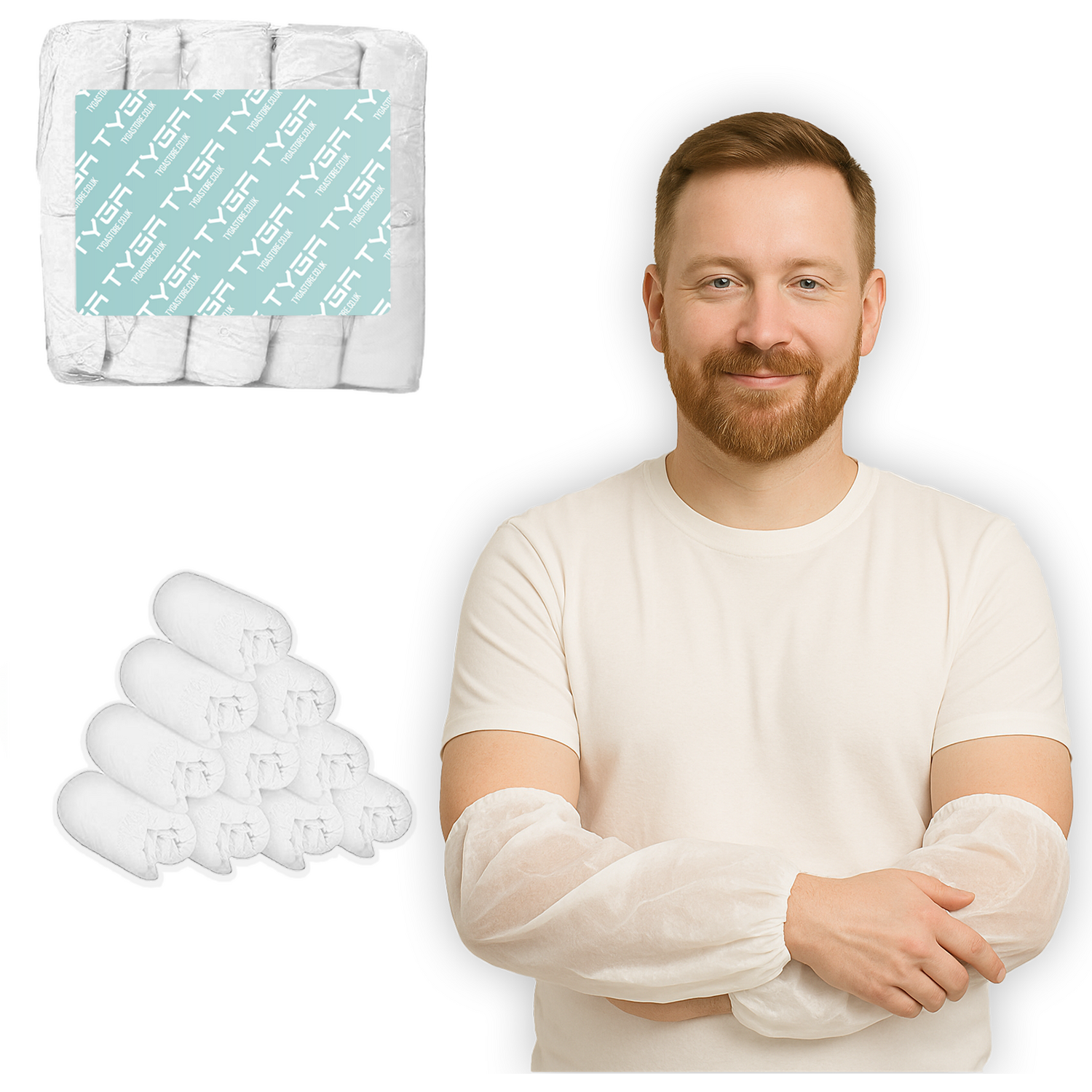 TYGA STORE Oversleeves Arm Covers - Waterproof Arm Protection Sleeves with Elastic Ends - For Home, Cleaning, Medical, One Size - Image 2