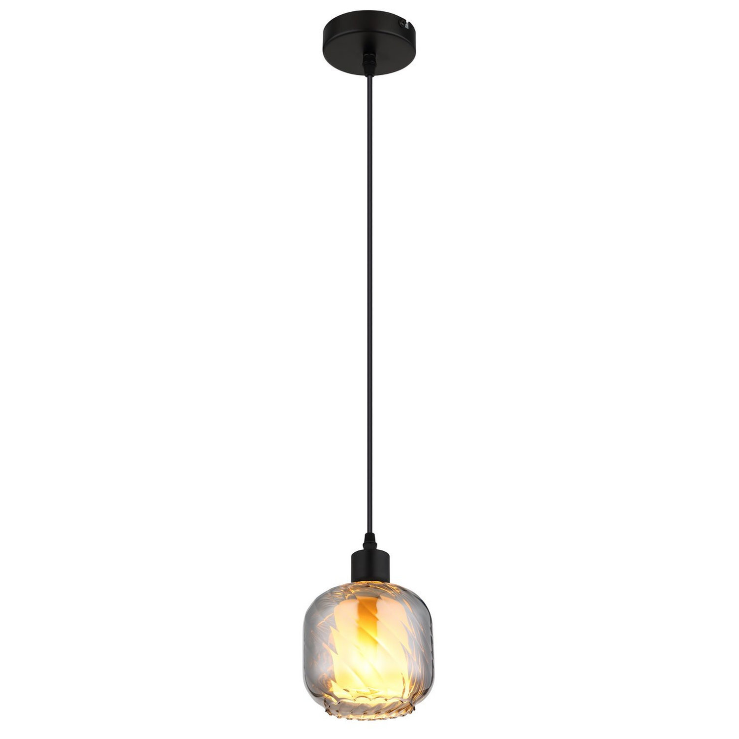 B&Q -  Luminosa Xia Dome Pendant Ceiling Light Matt Black Smoke Glass Shade 1X E27 - Image 4