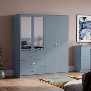Modern 4 Door 3 Drawer Mirrored Wardrobe