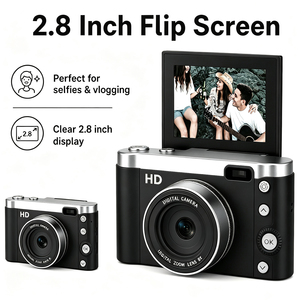 2.8 Inch Flip Screen HD Vlogging Camera with Selfie Mode & USB-C, Black