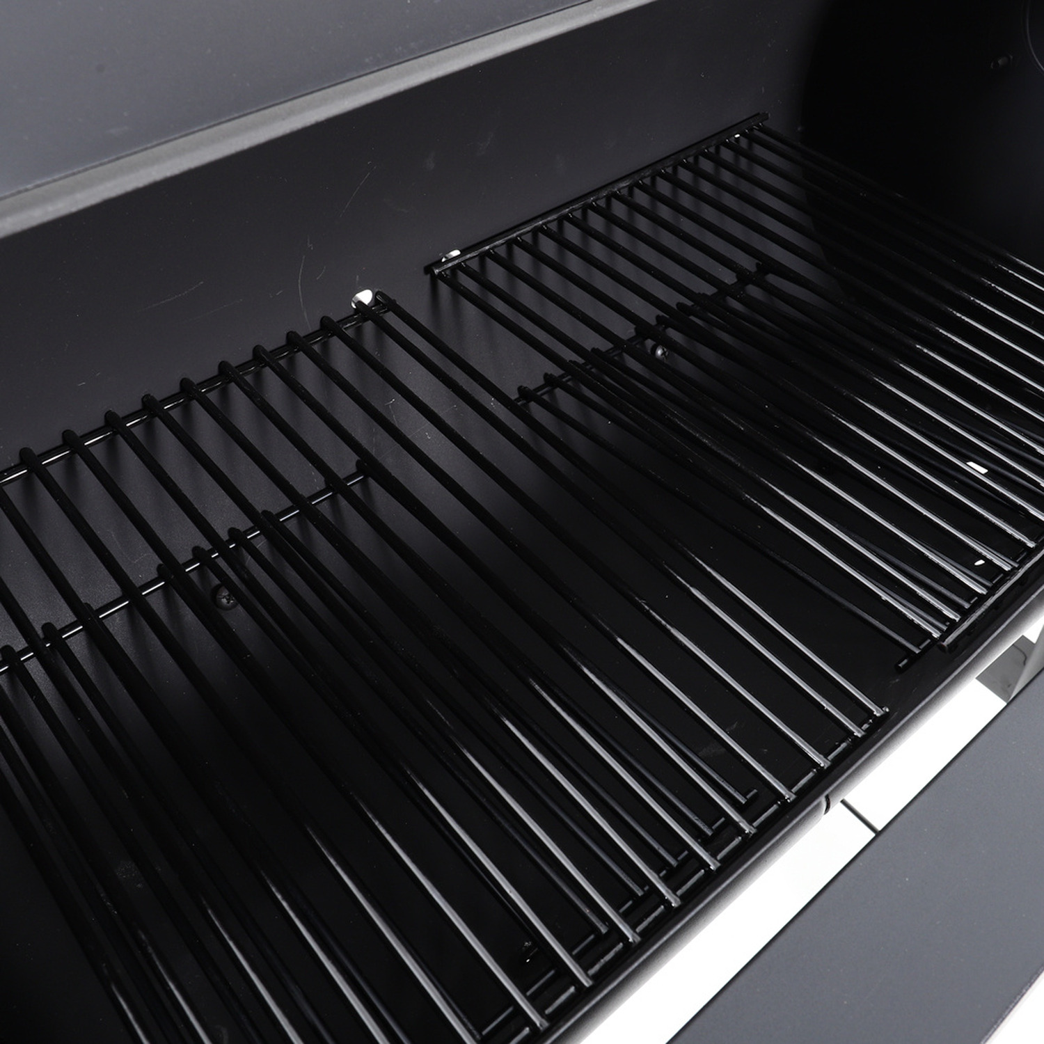 Charcoal Bbq Grill Trolley With Offset Smoker - Black