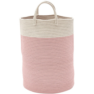 Pink / 50cm Woven Basket Clothes Hamper Laundry Basket with Pom shot 1085717