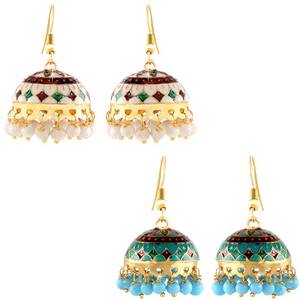 Designer Meenakari Handcrafted Gold plated Jhumka Earrings