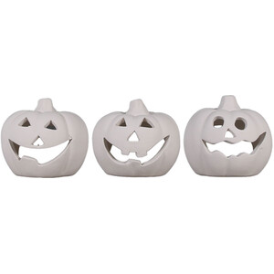 Set of 3 Pumpkin Ceramic Tea Light Holders