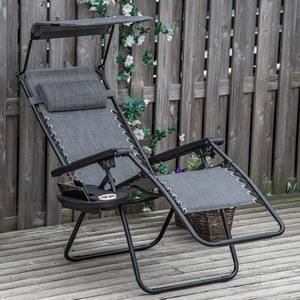 Grey Outsunny Zero Gravity Garden Deck Folding Chair shot 1337851