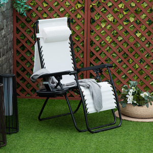 White Outsunny Zero Gravity Garden Deck Folding Chair shot 1337875