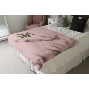 Botanical Leaf On Pink Blanket