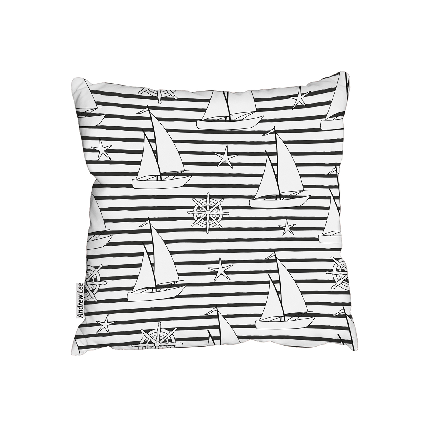 Sailboats Cushion - Black / 60cm