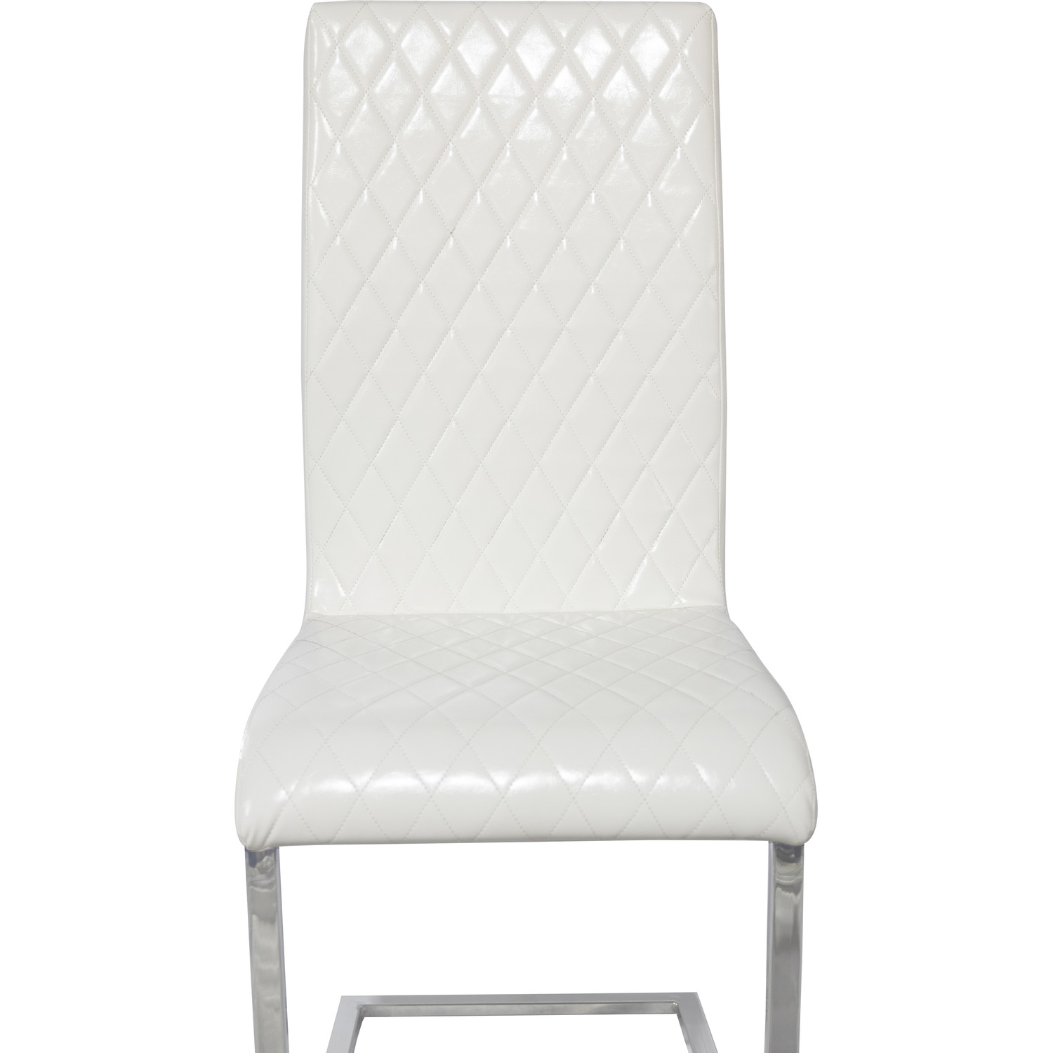 Pair Of Cantilever Pu Leather Upholstered Dining Chairs - White Matt