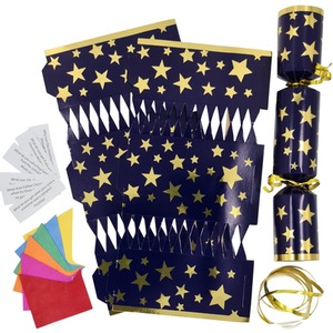 12 Navy with Gold Star Make Your Own Christmas Cracker Kits