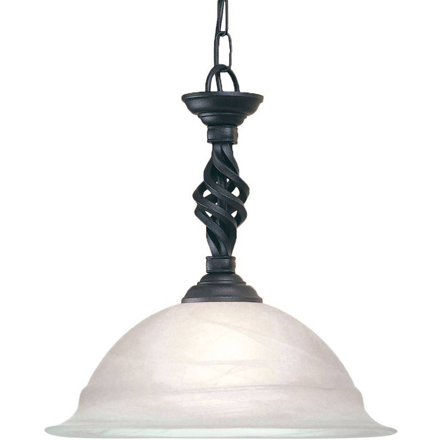 Pembroke 1 Light Dome Ceiling Pendant Black, E27 - Black