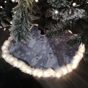 The Snowman USB LED Fabric Christmas Tree Skirt with Timer Function