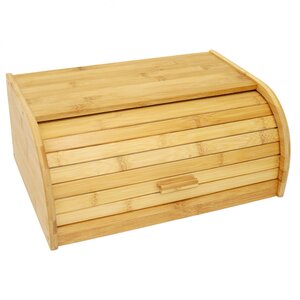 Single Layer Roll Top Bamboo Wooden Bread Bin Kitchen Storage