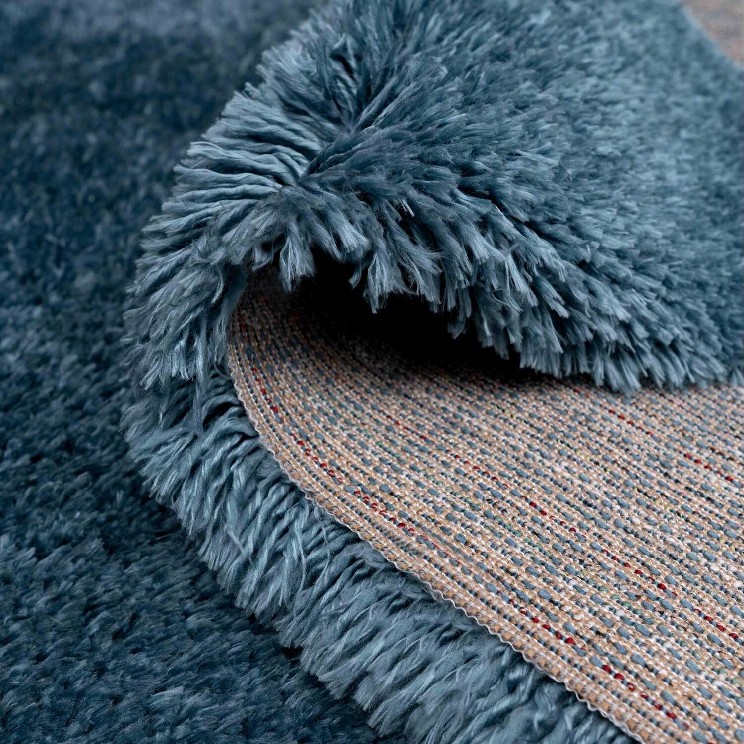 Luxury Dark Duck Egg Blue Super Thick Shaggy Area Rug