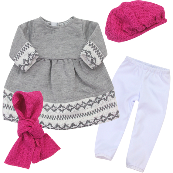 Sophias by Teamson Kids Doll Dress, Leggings, Hat, and Scarf Set for 18