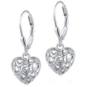 Drop Earrings with Heart Pendant