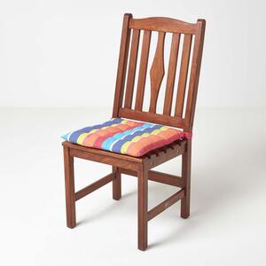 Multi Colour Stripe Cotton Seat Pad with Button Straps