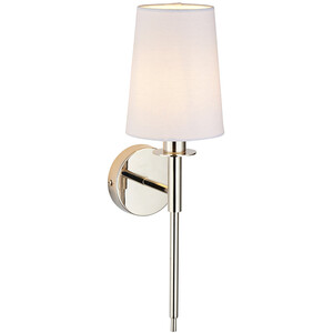 Florence Wall Lamp Bright Nickel Plate Vintage White Fabric