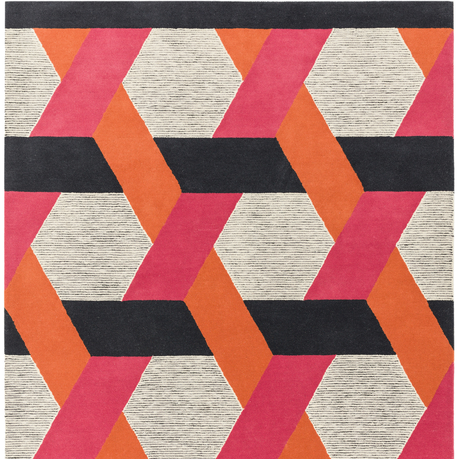 Camden Wool Geometric Area Rug - Orange/Pink / 160 x 230cm