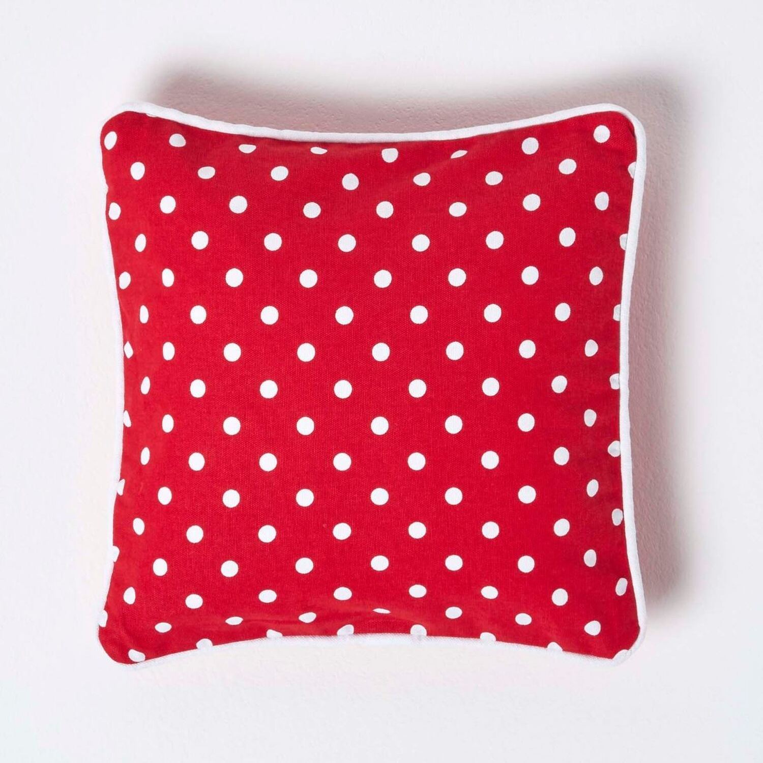 Cotton Polka Dots Cushion Cover - Red / 30cm