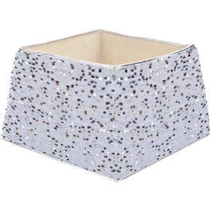 Silver Sequin Christmas Tree Skirt Folding Square Sparkling Tree Skirt 40 x 25cm