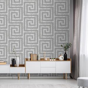 Athena Greek Key Marble Effect Wallpaper