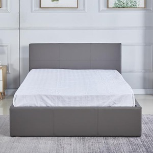 Ottoman Storage Leather Bed Side Lift Grey 3ft Single With Spring foam Mattress