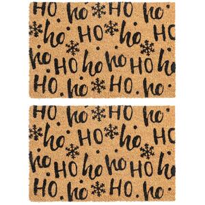 Nicola Spring Christmas Coir Door Mats - 60 x 40cm - Ho Ho Ho - Pack of 2