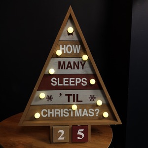Wooden Christmas Countdown Decoration with Warm LEDs