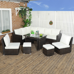 Cream White Outsunny 7 Piece Rattan Garden Furniture Set shot 4935764