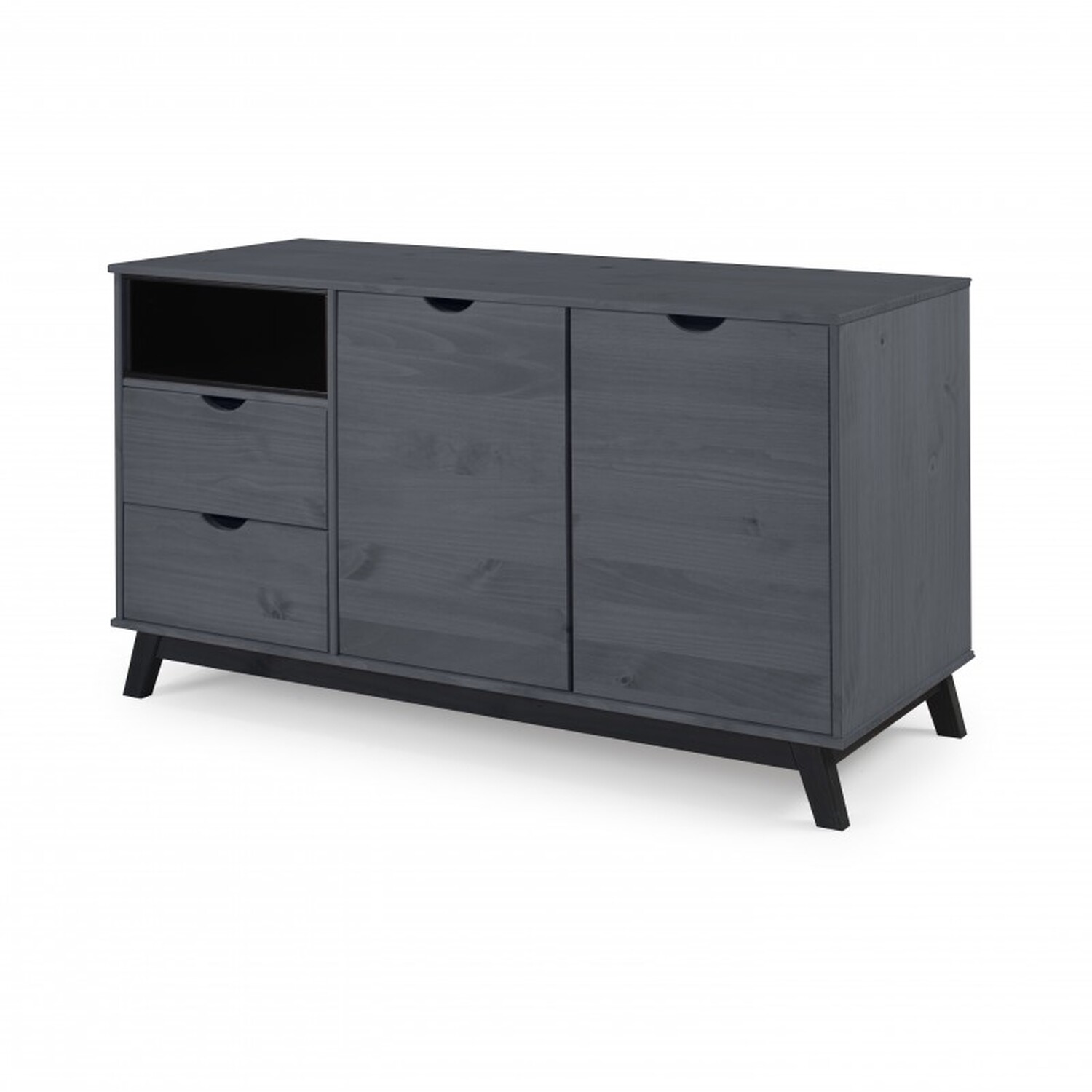 Scandian Sideboard Solid Wood Pine Wooden Hallway Cabinet Cupboard - Distressed Grey Wax