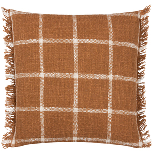 Beni Check Fringed Polyester Filled Cushion