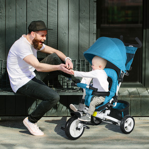 HOMCOM 6-in-1 Kids Trike Canopy Storage Toddler