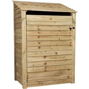 Single Bay Wooden Log Store With Door